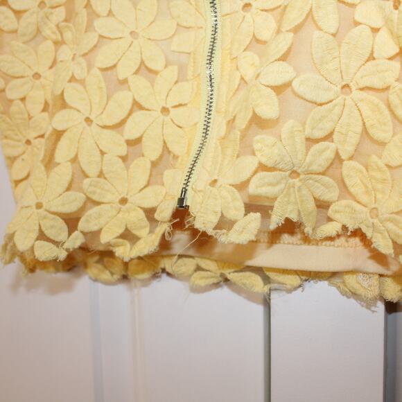 LULUs Spring It On Yellow Floral Embroidered Set Tie Strap Top Skirt | Small - Picture 7 of 13